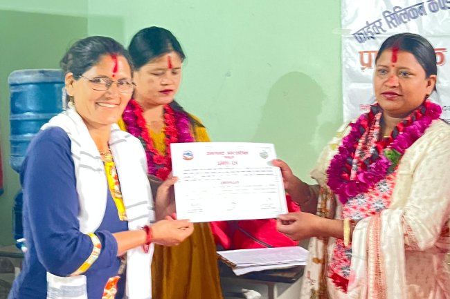 सिन्धुलीमा फाइबर तथा सिलिकन कपडाबाट सामग्री उत्पादन तालिम सम्पन्न